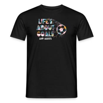 Im Leben geht es um Tore und Vorlagen Futbol Soccer - Männer T-Shirt - Schwarz - Vorne - AI Model Male 178 light (178cm)