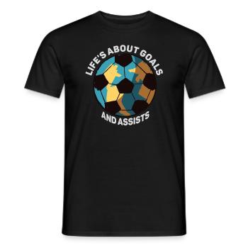 Im Leben geht es um Tore und Vorlagen Futbol Soccer - Männer T-Shirt - Schwarz - Vorne - AI Model Male 178 light (178cm)
