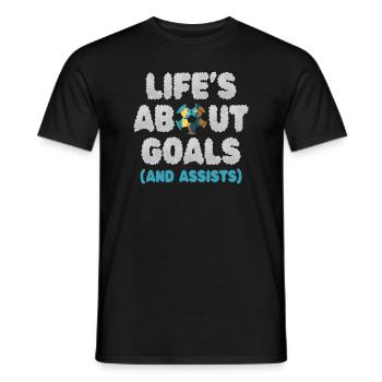 Im Leben geht es um Tore und Vorlagen Futbol Soccer - Männer T-Shirt - Schwarz - Vorne - AI Model Male 178 light (178cm)