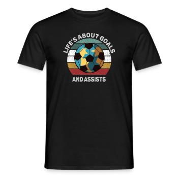 Life Is About Goals And Assists Futbol Soccer - Men's T-Shirt - black - Front - AI Model Male 178 light (178cm)