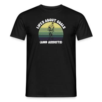 Life Is About Goals And Assists Futbol Soccer - Men's T-Shirt - black - Front - AI Model Male 178 light (178cm)