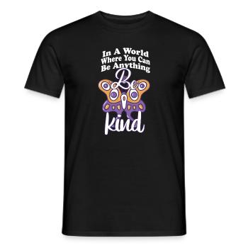 In einer Welt, in der du alles sein kannst, sei freundlich - Männer T-Shirt - Schwarz - Vorne - AI Model Male 178 light (178cm)