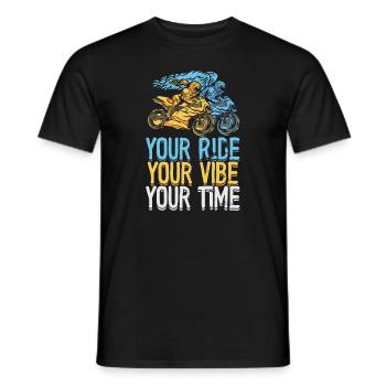 Ihre Fahrt, Ihre Stimmung, Ihre Zeit, Motorrad - Männer T-Shirt - Schwarz - Vorne - AI Model Male 178 light (178cm)