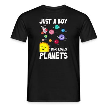 Just A Boy Who Loves Planets Solar System - Men's T-Shirt - black - Front - AI Model Male 178 light (178cm)