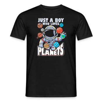Just A Boy Who Loves Planets Solar System - Men's T-Shirt - black - Front - AI Model Male 178 light (178cm)