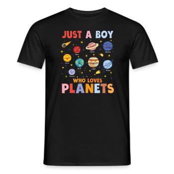 Nur ein Junge, der das Sonnensystem der Planeten liebt - Männer T-Shirt - Schwarz - Vorne - AI Model Male 178 light (178cm)