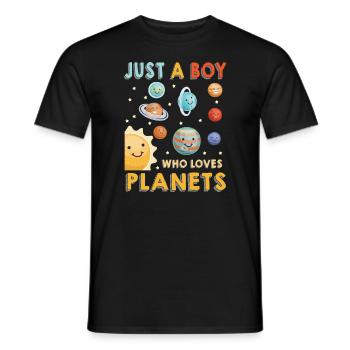Nur ein Junge, der das Sonnensystem der Planeten liebt - Männer T-Shirt - Schwarz - Vorne - AI Model Male 178 light (178cm)