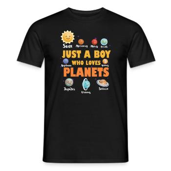 Just A Boy Who Loves Planets Solar System - Men's T-Shirt - black - Front - AI Model Male 178 light (178cm)