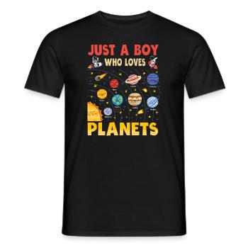 Just A Boy Who Loves Planets Solar System - Men's T-Shirt - black - Front - AI Model Male 178 light (178cm)