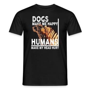 Les chiens me rendent heureux humain me font mal à la tête Doglove - T-shirt homme - noir - Devant - AI Model Male 178 light (178cm)