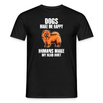 Les chiens me rendent heureux humain me font mal à la tête Doglove - T-shirt homme - noir - Devant - AI Model Male 178 light (178cm)