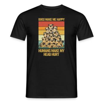 Les chiens me rendent heureux humain me font mal à la tête Doglove - T-shirt homme - noir - Devant - AI Model Male 178 light (178cm)