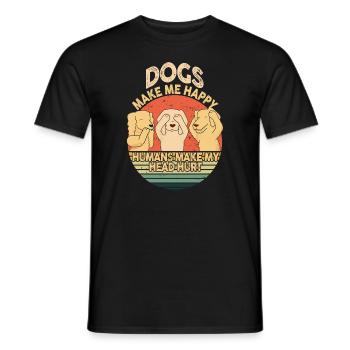 Dogs Make Me Happy Human Make My Head Hurt Doglove - Men's T-Shirt - black - Front - AI Model Male 178 light (178cm)