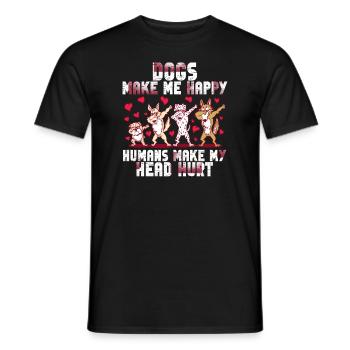 Les chiens me rendent heureux humain me font mal à la tête Doglove - T-shirt homme - noir - Devant - AI Model Male 178 light (178cm)