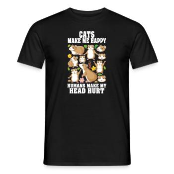 Les chats me rendent heureux humain me font mal à la tête - T-shirt homme - noir - Devant - AI Model Male 178 light (178cm)