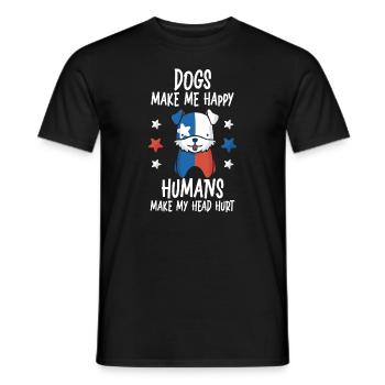 Les chiens me rendent heureux humain me font mal à la tête Doglove - T-shirt homme - noir - Devant - AI Model Male 178 light (178cm)