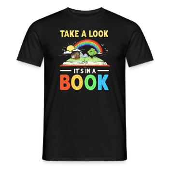Jetez un coup d’œil C’est dans un rat de bibliothèque de lecture de livre - T-shirt homme - noir - Devant - AI Model Male 178 light (178cm)