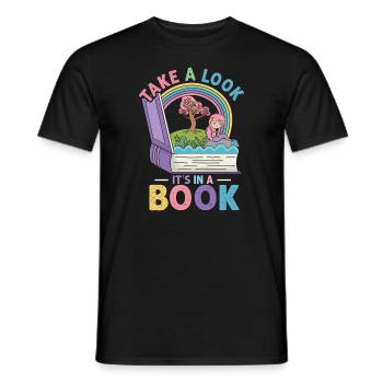 Jetez un coup d’œil C’est dans un rat de bibliothèque de lecture de livre - T-shirt homme - noir - Devant - AI Model Male 178 light (178cm)