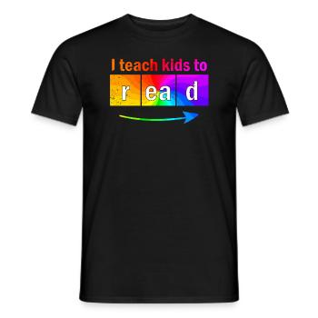 I Teach Kids To Read Science Teachers Reading - Men's T-Shirt - black - Front - AI Model Male 178 light (178cm)