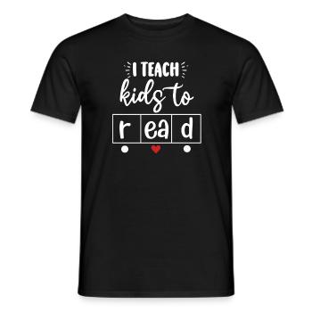 I Teach Kids To Read Science Teachers Reading - Men's T-Shirt - black - Front - AI Model Male 178 light (178cm)