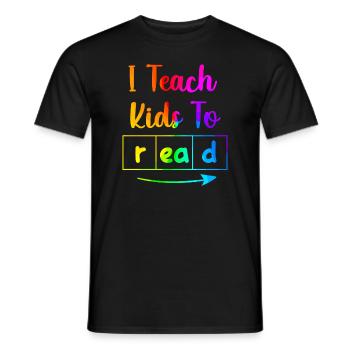 I Teach Kids To Read Science Teachers Reading - Men's T-Shirt - black - Front - AI Model Male 178 light (178cm)