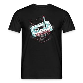 Cassette des années 80 Cassette de remontage de crayon des années 1990 - T-shirt homme - noir - Devant - AI Model Male 178 light (178cm)