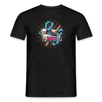 80's Cassette Tape 1990s Pencil Winding Cassette - Men's T-Shirt - black - Front - AI Model Male 178 light (178cm)