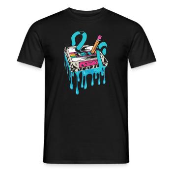 80's Cassette Tape 1990s Pencil Winding Cassette - Men's T-Shirt - black - Front - AI Model Male 178 light (178cm)