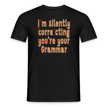 Je corrige silencieusement votre grammaire - T-shirt homme - noir - Devant - AI Model Male 178 light (178cm)
