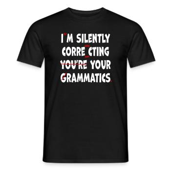 Je corrige silencieusement votre grammaire - T-shirt homme - noir - Devant - AI Model Male 178 light (178cm)