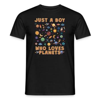 Just A Boy Who Loves Planets Solar System - Men's T-Shirt - black - Front - AI Model Male 178 light (178cm)