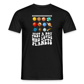 Just A Boy Who Loves Planets Solar System - Men's T-Shirt - black - Front - AI Model Male 178 light (178cm)