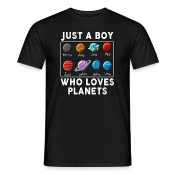 Just A Boy Who Loves Planets Solar System - Men's T-Shirt - black - Front - AI Model Male 178 light (178cm)
