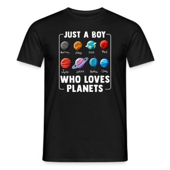 Just A Boy Who Loves Planets Solar System - Men's T-Shirt - black - Front - AI Model Male 178 light (178cm)