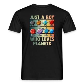 Nur ein Junge, der Planeten Sonnensystem liebt - Männer T-Shirt - Schwarz - Vorne - AI Model Male 178 light (178cm)