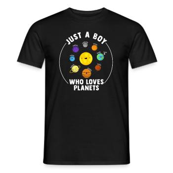 Nur ein Junge, der Planeten Sonnensystem liebt - Männer T-Shirt - Schwarz - Vorne - AI Model Male 178 light (178cm)