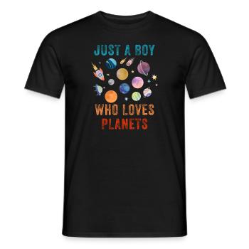 Nur ein Junge, der Planeten Sonnensystem liebt - Männer T-Shirt - Schwarz - Vorne - AI Model Male 178 light (178cm)