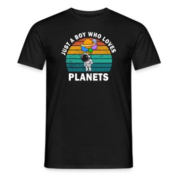 Nur ein Junge, der Planeten Sonnensystem liebt - Männer T-Shirt - Schwarz - Vorne - AI Model Male 178 light (178cm)