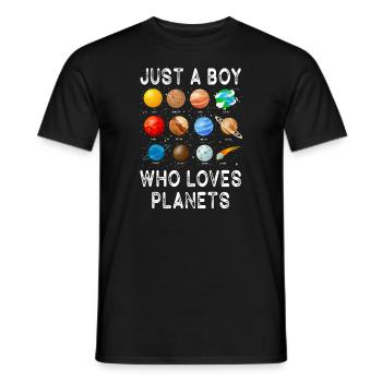 Nur ein Junge, der Planeten Sonnensystem liebt - Männer T-Shirt - Schwarz - Vorne - AI Model Male 178 light (178cm)