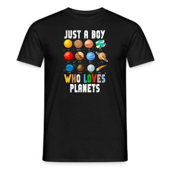 Nur ein Junge, der Planeten Sonnensystem liebt - Männer T-Shirt - Schwarz - Vorne - AI Model Male 178 light (178cm)