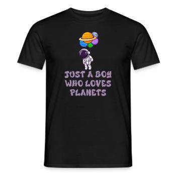 Nur ein Junge, der Planeten Sonnensystem liebt - Männer T-Shirt - Schwarz - Vorne - AI Model Male 178 light (178cm)