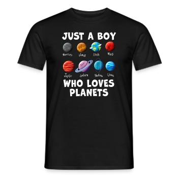 Just A Boy Who Loves Planets Solar System - Men's T-Shirt - black - Front - AI Model Male 178 light (178cm)