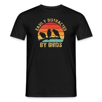 Easily Distracted By Birds Bird Lover - Men's T-Shirt - black - Front - AI Model Male 178 light (178cm)