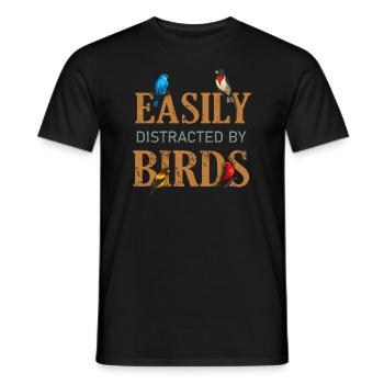 Facilement distrait par les oiseaux Bird Lover - T-shirt homme - noir - Devant - AI Model Male 178 light (178cm)