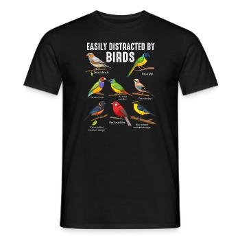 Facilement distrait par les oiseaux Bird Lover - T-shirt homme - noir - Devant - AI Model Male 178 light (178cm)