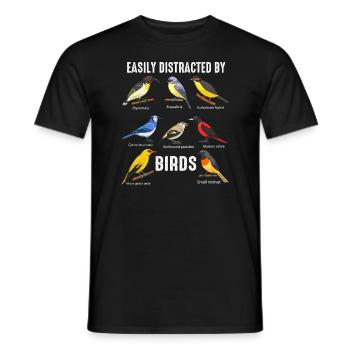 Easily Distracted By Birds Bird Lover - Men's T-Shirt - black - Front - AI Model Male 178 light (178cm)
