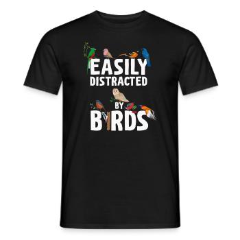 Easily Distracted By Birds Bird Lover - Men's T-Shirt - black - Front - AI Model Male 178 light (178cm)