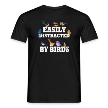 Easily Distracted By Birds Bird Lover - Men's T-Shirt - black - Front - AI Model Male 178 light (178cm)
