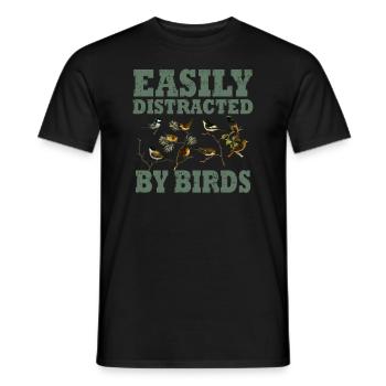 Easily Distracted By Birds Bird Lover - Men's T-Shirt - black - Front - AI Model Male 178 light (178cm)