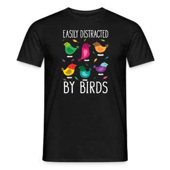 Easily Distracted By Birds Bird Lover - Men's T-Shirt - black - Front - AI Model Male 178 light (178cm)